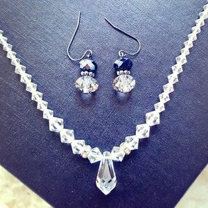 Vintage crystal necklace and earring set